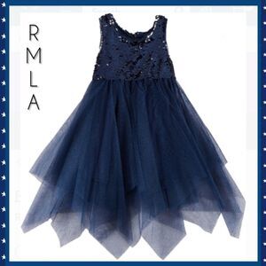 Blue Sequin Mesh Dress